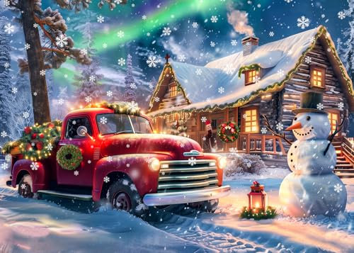2024 Weihnachten Puzzle 1000 Teile für Erwachsene - Schneenacht Weihnachtspuzzle Festival