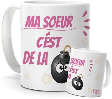 mundohuevo Tasse de Petit-déjeuner pour Sœur | Idées de tasses pour Noël | Mugs amusants pour Secret Santa | Cadeaux originaux pour amis, cousins et plus famille | 350ml | Cadeau original