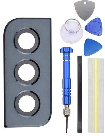Cadre de caméra arrière de rechange noir pour Samsung Galaxy S21 5G avec vitre en verre et kit d'outils d'installation