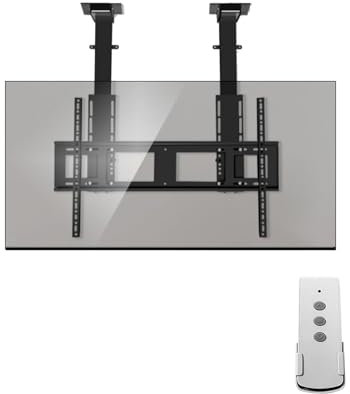 Soporte de techo para TV eléctrico - Soporte de piso para TV LCD, soporte para TV con elevación eléctrica telescópica con elevación automática, para televisores planos y curvos de 55-120 pulgadas, con