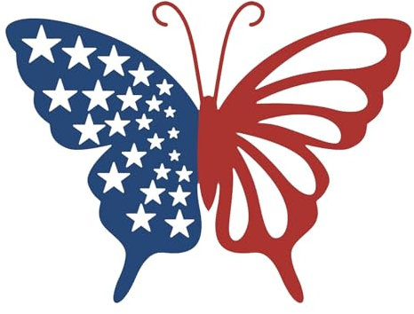 July Of 4 Independence Day Patriotic Metal Wall Art Wall Hanging Sculpture Wrought Hollowed Out Mural For Garden Outdoor Fence SmR568 (Red, One Size)