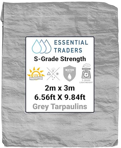 Grey Lightweight Tarpaulin - Multi-Purpose Waterproof Sheet for Outdoor Use, Tools, Camping, Gardening, Furniture Protection, and Temporary Coverage (2m x 3m)