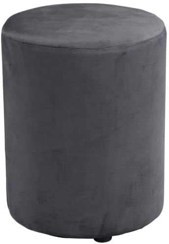 Arti Casa Pouf Round Velvet – Samt Hocker 28 x 36 cm – Fußhocker oder Sessel Schlafzimmer – Möbel für Schminktisch – Kompakter Stuhl Klein – Hocker Schminktisch - Grau