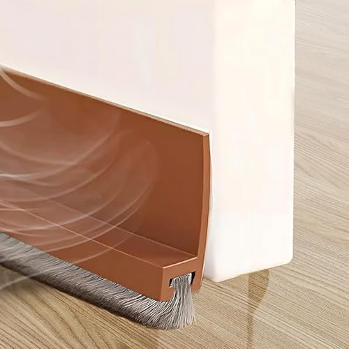 Cotensta 100cm Marrón Junta de Cepillo para Puerta, Burlete Silicona Puerta Autoadhesivo para Burlete de Puerta, Burlete Bajo Puerta, Ajustable Tira de Sellado para Antipolvo, (Brown)