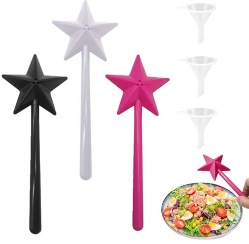 XJLyaya Salzstreuer Zauberstab, 3 Stück Magisches Gewürzstreuer-Set, Salz Und Pfefferstreuer Lustig, Zauberstab Gewürzstreuer, Sternförmiger Stab Gewürzwerkzeug, Für Küche Camping Reise
