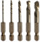NordWolf 5-Piece M35 Cobalt Stubby Left Hand Drill Bit Set, Reverse Twist with 1/4 Hex Shank for Screw Extractors, SAE Sizes 5/64-7/64-5/32-1/4-19/64 in Storage Case