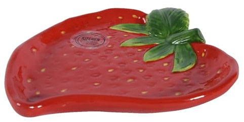 Assiette à gâteau en forme de fraise 17 x 14,5 cm rouge doux