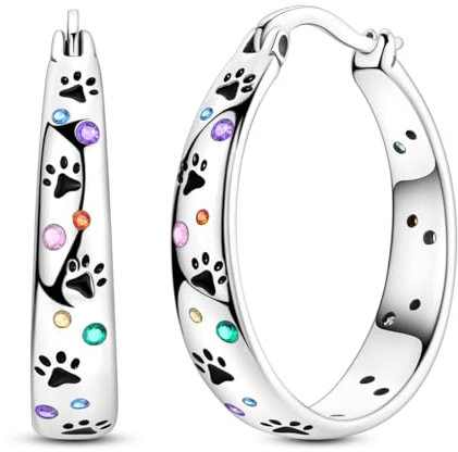 NARMO 925 Sterling Silver Hoops Colorful Pet Claws Earrings for Women