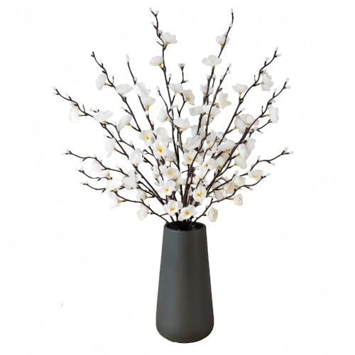 8 fiori artificiali di prugna bianca, con steli, fiori finti di prugna bianca, fiori finti in tessuto di seta, bouquet di fiori finti, per casa, giardino, feste, hotel, ufficio, decorazione
