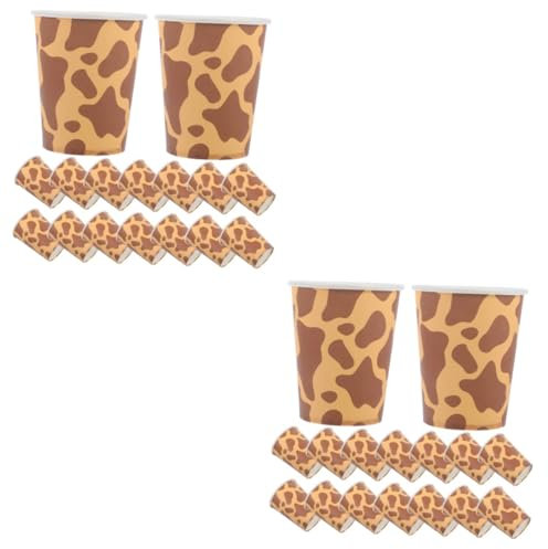 BESTYASH 2 Ensembles Gobelet En Papier Girafe Pour Fête Anniversaire Pique- Bureau 24 pièces * 2