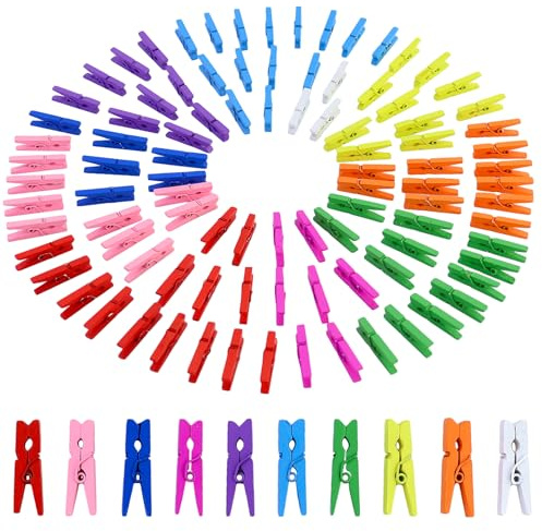 110 mini 'molletta' colorate in legno, mollette decorative per scuola, ufficio, compiti a casa