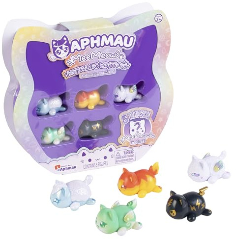 Aphmau Mystery MeeMeow Figuren Multipack - Elemental Glow Party, YouTube Minecraft Gaming Channel, 5 Exklusive Glow-in-The-Dark Elemental Figuren, Offizielles Merch