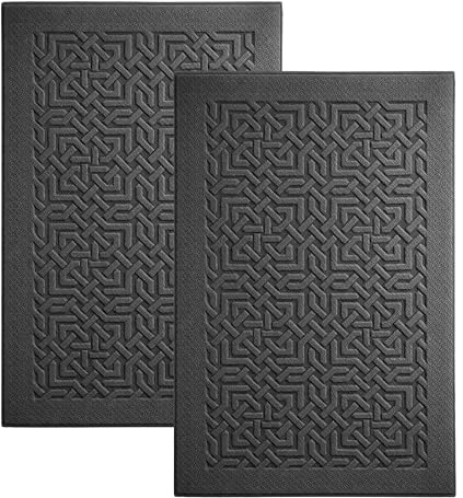 RAYMSTER Bath Mats for Bathroom Floor - 50 x 80cm Soft Cotton Toweling Bathroom Rugs - 900 GSM Hotel Spa Quality - Non Slip, Quick Dry & Machine Washable - Geometric Jacquard Pattern - Pack of 2