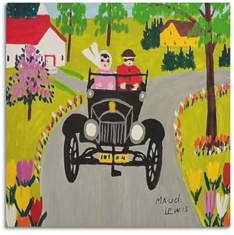 CKJenjBKm Maud Lewis Gemälde, Beige, Wandkunst, Poster, ästhetischer Leinwand-Kunstdruck, Heimdekoration für Schlafzimmer, Wohnzimmer, 40 x 40 cm, ungerahmter Stil