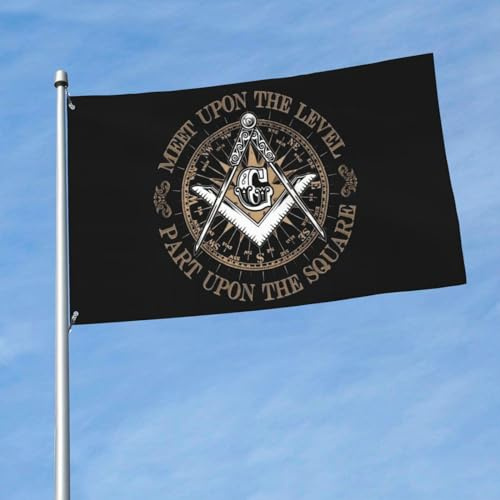 Freimaurer-Symbol Flag Fahne Dekorative Gartenflaggen Für Bar Deko Terrasse Drinnen 3X5Ft