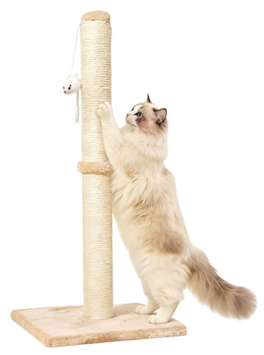 Arbre À Chat, 30 X 30 X 64 Cm Griffoir pour Chat D'intérieur avec Boule De Suspension, Poteau À Griffer, Corde en Sisal, Beige Marron Poteaux Griffoir pour Aux Chatons Et Aux Petits Chats