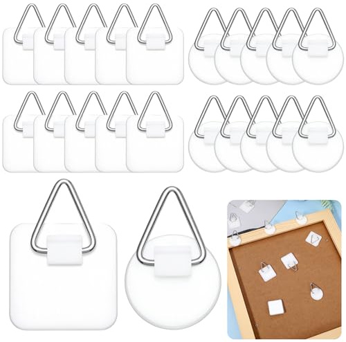 20 Pack Stick on Picture Hangers Picture Hanging Hooks Plate Hooks for Wall Hangers Adhesive Pictures Hanger Without Nails for Display Holder, Photo Frames, Art Decor