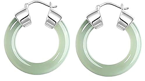 HAGTRB Jade -Ohrringe für Frauen echte runde Edelsteinhandgefertigte Reifenoop -Ohrringe Geburtstagsgeschenk für Freundin (Farbe: Grün)