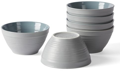 Jiwoo Müslischalen Bowl Schüssel 6er Set, 370ml Suppenschalen Dessertschalen für Nudeln, Salat, Obst, EIS, Keramik Bowl Schüssel mikrowellen spülmaschinengeeignet