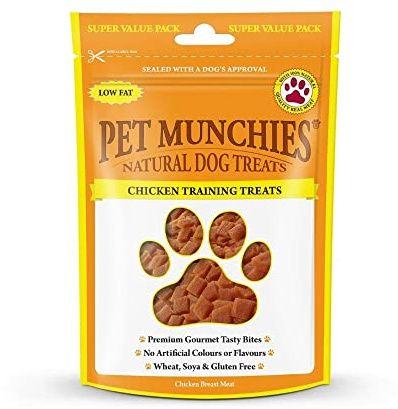 Pet Munchies Chicken Dog Training Treats, Grain Free Tasty Bites with Natural Real Meat, Low in Fat 150g (Pack of 8)