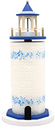 Porta rotolo carta da cucina, porta rotolo per casa, portarotolo legno blu azzurro, faro nautico in stile marino, arredo cucina, portarotolo carta, regalo per mamma