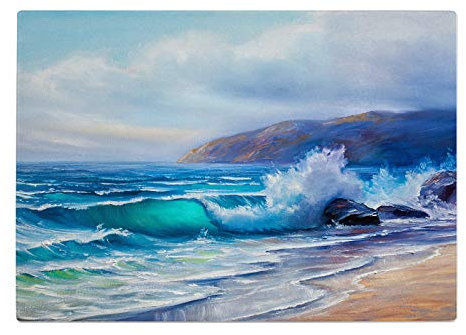 Ireland Coast Blue Beach Kitchen Worktop Protector Saver Glass Chopping Board