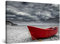 Startonight Bilder Rotes Boot auf dem Surrealen Himmel des Strandes, Leinwandbilder Moderne Kunst, Landschaft Wanddeko Kunstdrucke, Wandbilder XXL Wohnzimmer Groß Wand Bild 60 x 90 cm, Tag Nacht