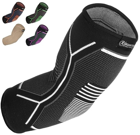 Kunto Fitness Elbow Brace Compression Support Sleeve for Tendonitis, Tennis Elbow, Golf Elbow Treatment - Reduce Joint Pain During Any Activity!