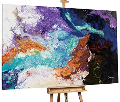 KunstLoft® XXL Gemälde 'Farbenfrohes Universum' 180x120cm | original handgemalte Bilder | Abstrakt Fluid Painting Bunt | Leinwand-Bild Ölgemälde einteilig groß | Modernes Kunst Ölbild