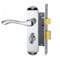 HENYIN Ensemble de serrure de porte de salle de bain chromé poli argent constant avec support 45mm (porte gauche uniquement)(Z01-BK-45-L)