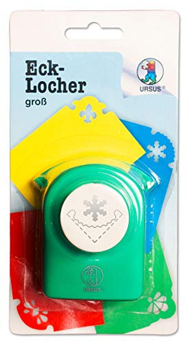 Ursus 19640027 - Locher groß, Schneeflocke, aus grünem Kunststoff mit Metallstanze, mit Druckknopffunktion für eine einfache Handhabung, zum Abrunden der Ecken