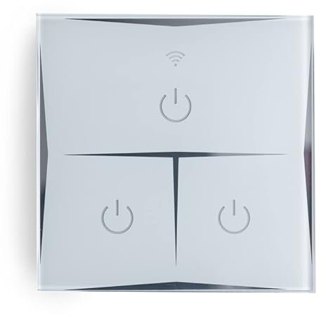 Interruptor Inteligente Táctil Cristal 3 Vía 1800W Compatible Google Home/Alexa [HIT-KS-601-3 | Greenice