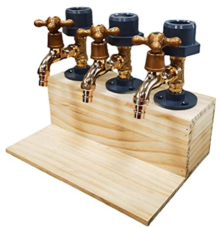 Wooden Whiskey Dispenser, Father's Day Liquor Alcohol Whiskey Dispenser Fountain Tap Shape for Party Dinner, 1/2/3 Bottle Liquor Dispenser Alloy Wine Dispenser