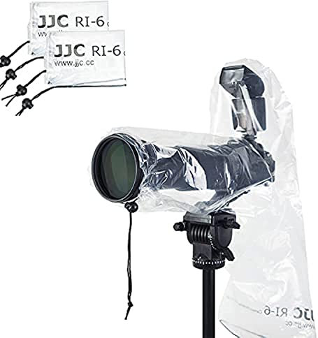 JJC Housse de Pluie étanche pour Appareil Photo Canon Nikon Sony DSLR avec Objectif jusqu'à 18 de Long 7 de Large, Protecteur de Manteau de Pluie pour Flash Externe de Chaussure Chaude (2 pièces)