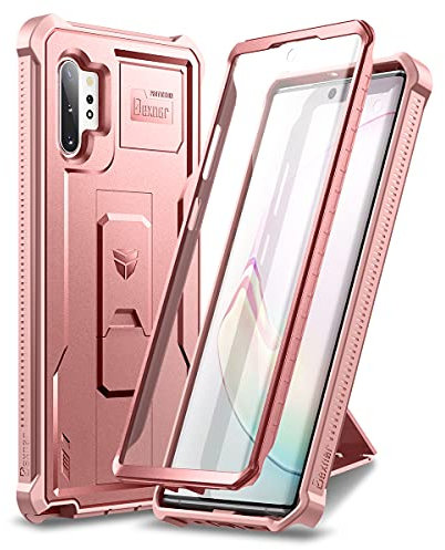 Dexnor Kompatibel mit Samsung Note 10 Plus Hülle, [Eingebaute Displayschutzfolie und Ständer] Strapazierfähiger Schutz in Militärqualität Stoßfeste Schutzhülle –Roségold