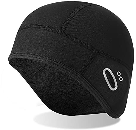 TAGVO Winter Cycling Beanie Skull Cap, Beanie Hat with Headphones Glasses Hole, Reflective Windproof Thermal Retention Moisture Wicking Men Women Motorcycle Helmet Liner for Running, Cycling