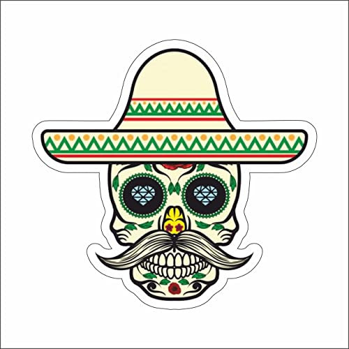 AMA SHOP Adesivo Sagomato teschio Messicano mod.2| Adesivi per Auto | Sticker per Casco, Moto, Camper | Adesivo in PVC per Decalcomania Vetrofanie Parete, Murale
