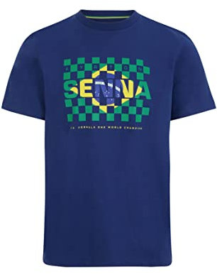 Ayrton Senna - Offizielle Merchandise Kollektion - Mens Flag Tee - Navy - Size L