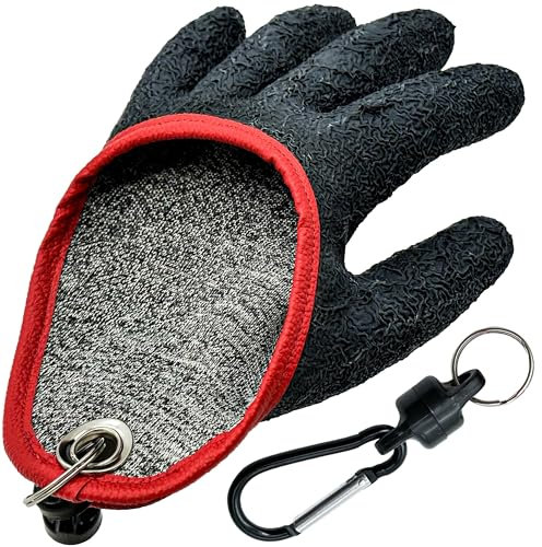 KRAKEN FISHING Raubfischhandschuh mit Magnetverschluss, Universalgröße, zum Schutz vor Bissen und zum sicheren Umgehen von Hecht, Wüste, Zander, Schwarz (Links)
