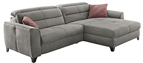 Möbel Jack Ecksofa - Grau - Mikrofaser - elektr. Relaxliegefunktion - mit USB-Anschluss