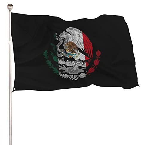 Homokoir Bandera de México de 3 x 5 pies, bandera mexicana para interiores y exteriores, impresión de una sola cara, a prueba de decoloración, color 3