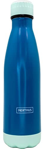 Nerthus FIH 1173 Botella Termo Doble Pared para fríos y Calientes de Acero Inoxidable Azul 500 ml Libre de BPA, 18/8