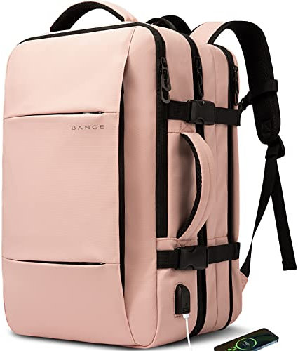 BANGE 35 l Reiserucksack für Damen, Handgepäckrucksack mit USB-Ladeanschluss, 17,3 Zoll Laptop-Rucksack, Fluggenehmigt, College-Schultasche, lässiger Tagesrucksack für Wochenend, Business, Wandern..