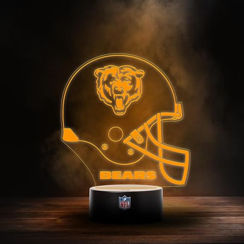 Great Branding Chicago Bears NFL LED Lampe Licht Logo Helm, Wechselmodus mit 6 unterschiedlichen Farben