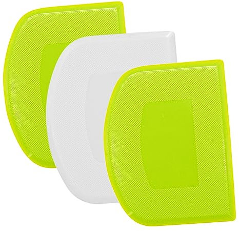 3 Pcs Dough Scraper, Dough Scraper Cutter, Plastic Pastry Bread Dough Cutter Bowl Scraper Smoother Tool, Bread Scraper for Baking Bread, Pizza and Cake (Green, White)