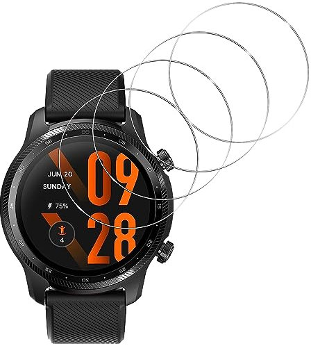 (4 piezas) KELOLIN Vidrio templado para Ticwatch Pro 3 Ultra, dureza 9H, sin burbujas, HD, antiarañazos, protector de pantalla de vidrio templado ultra claro para Ticwatch Pro 3 Ultra