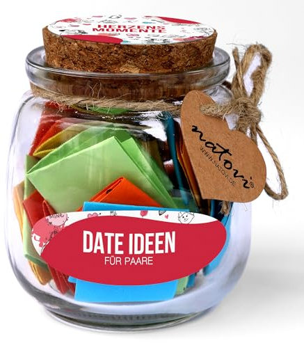 NATOVI® Date Ideen für Paare - Losbox für Paare mit 52 außergewöhnlichen Date Ideen - Partner Geschenke für unvergessliche Paarzeit - Valentinstag Geschenk für ihn & sie - Jahrestag Geschenk