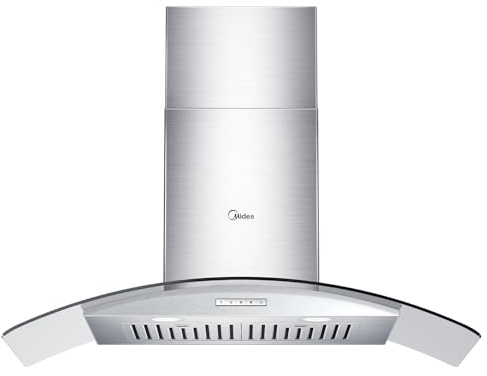 Midea MVG30W8AST Campana extractora de vidrio curvada, acero inoxidable