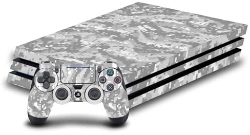Head Case Designs Grau Camo Tarnung Vinyl Haut Gaming Aufkleber Abziehbild Abdeckung kompatibel mit Sony PlayStation 4 PS4 Pro Console and DualShock 4 Controller