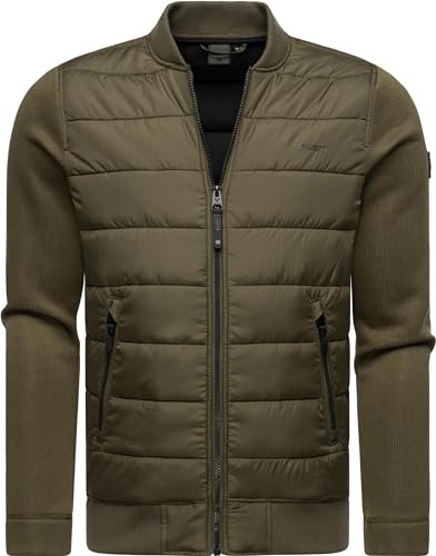 Ragwear Herren Übergangsjacke leichte Steppjacke kurz mit Rippstrick-Ärmeln Hallmar Dark Olive Gr. XL